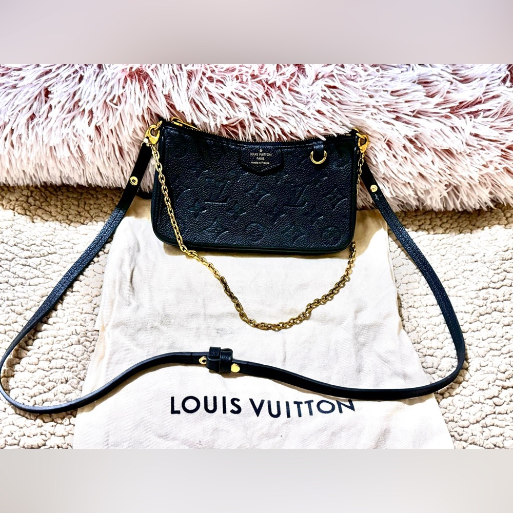 LOUIS VUITTON Easy Pouch On Strap Monogram Black M80349 Authentic pre owned